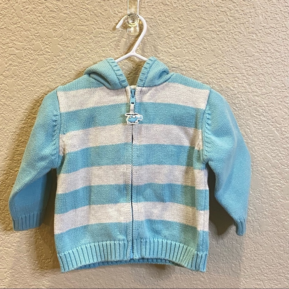 Gymboree Hooded sweater helicopter‎ blue and light grey 12-18 months full zip